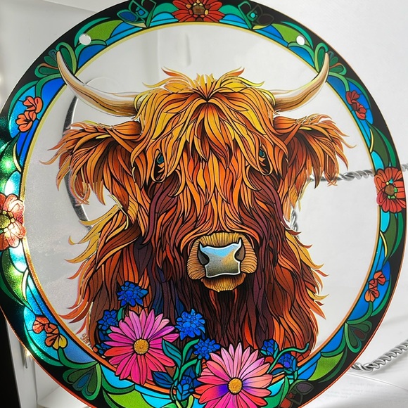 Suncatcher Highland Cow Acrylic Decorative Rustic Cattle Bull Decor New Gift - Picture 1 of 2